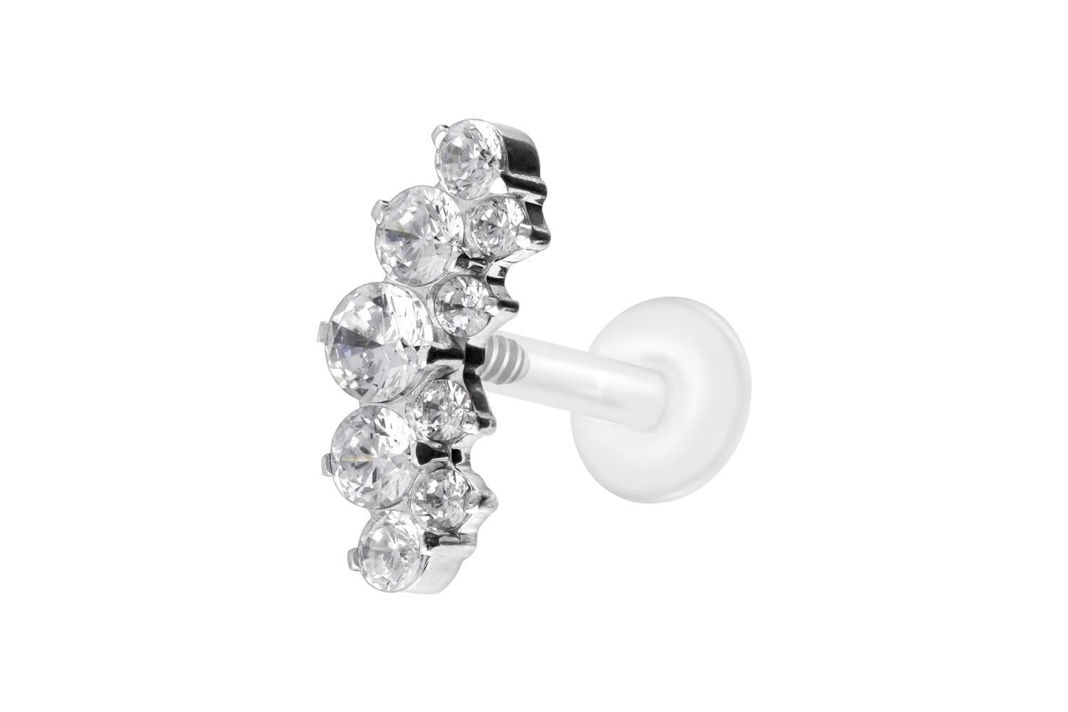 PTFE Labret Piercing mit Innengewinde + Titan-Aufsatz KRISTALLBOGEN